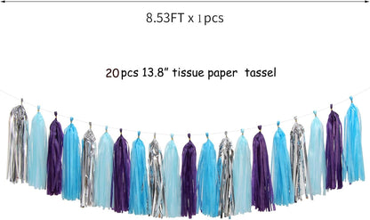 Purple-Blue Silver Frozen Party-Decorations Tassel-Garland -20pcs Winter Girl Birthday New Year