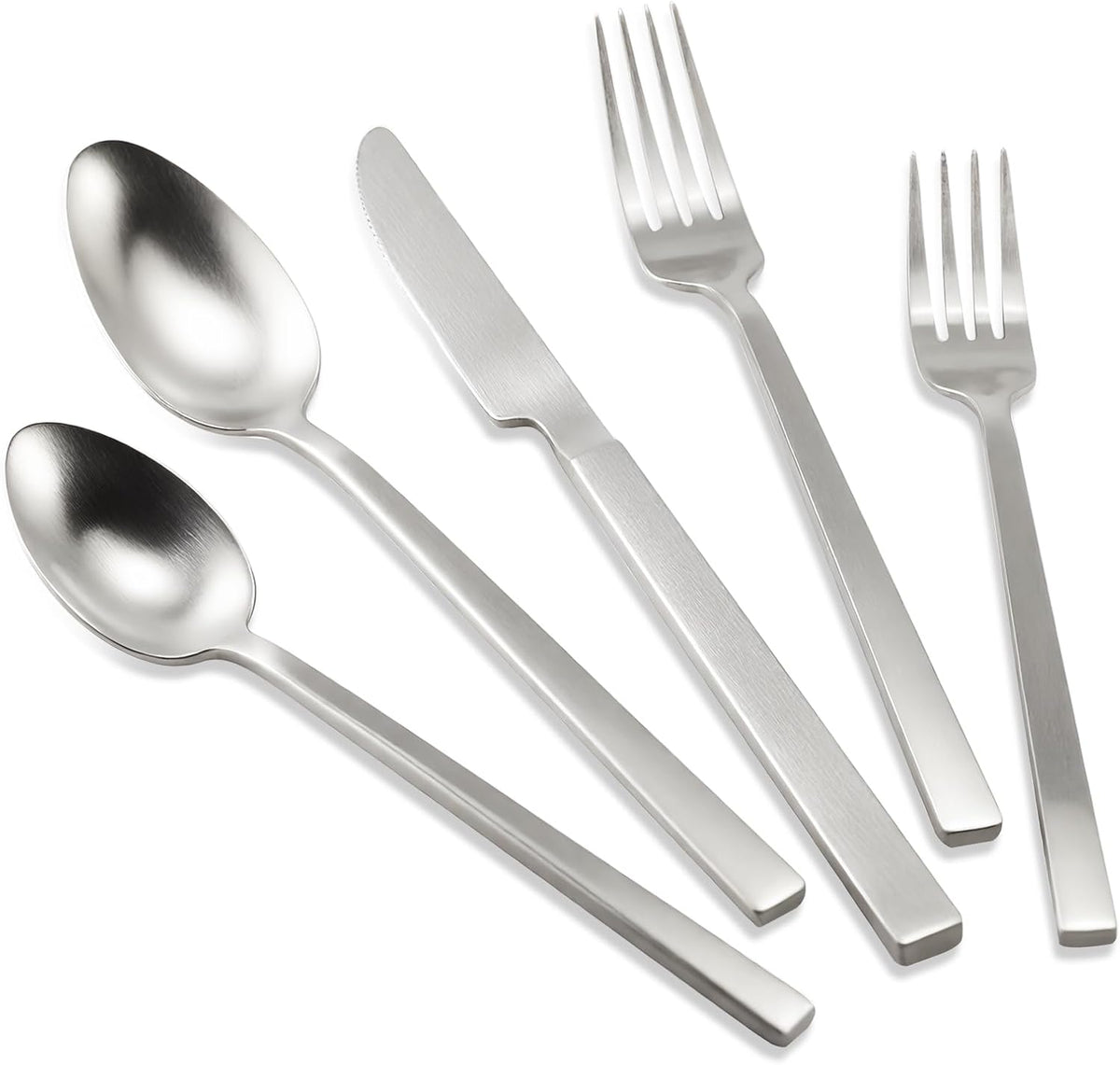 Stainless Steel Flatware Set Hand Forged 18/10 Silverware Set Cutlery Set Silver Cuboid Handle