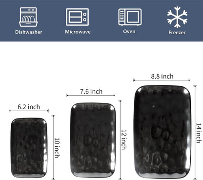 vicrays Ceramic Rectangle Serving Platters - 14" 12" 10" Porcelain Serving Trays Plates for Party