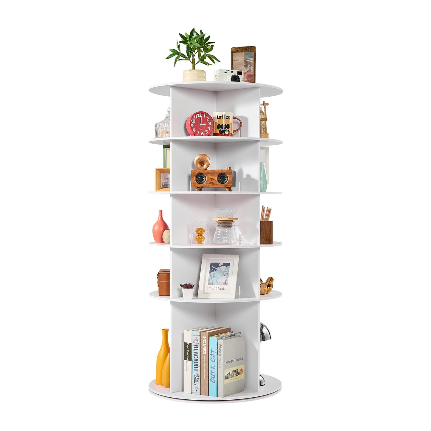 VEVOR 5 Tiers Rotating Shoe Rack Tower, 360° Spinning Shoe Rack, Revolving Storage Round Carousel
