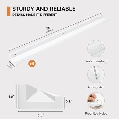 Picture Ledge Shelf for Wall, Floating Shelves Set of 4, 36 Inch Long Nursery Book Shelves for Toys