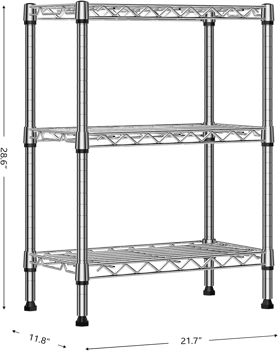 750 lbs 3 Tier Shelf Metal Storage Shelves Wire Rack Closet Organizers with PP Board for Garage