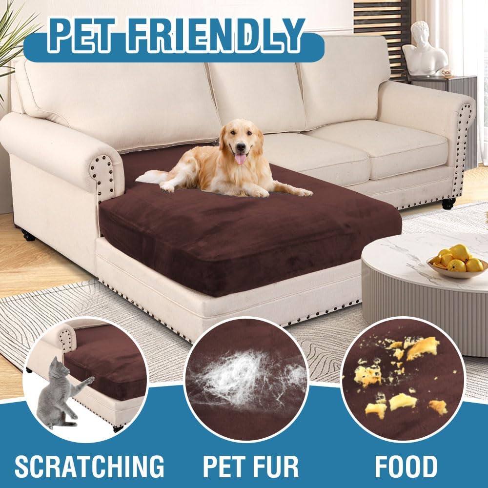 H.VERSAILTEX Velvet Stretch Individual Chaise Cover Sectional Couch Covers for L Shaped Sofa Both