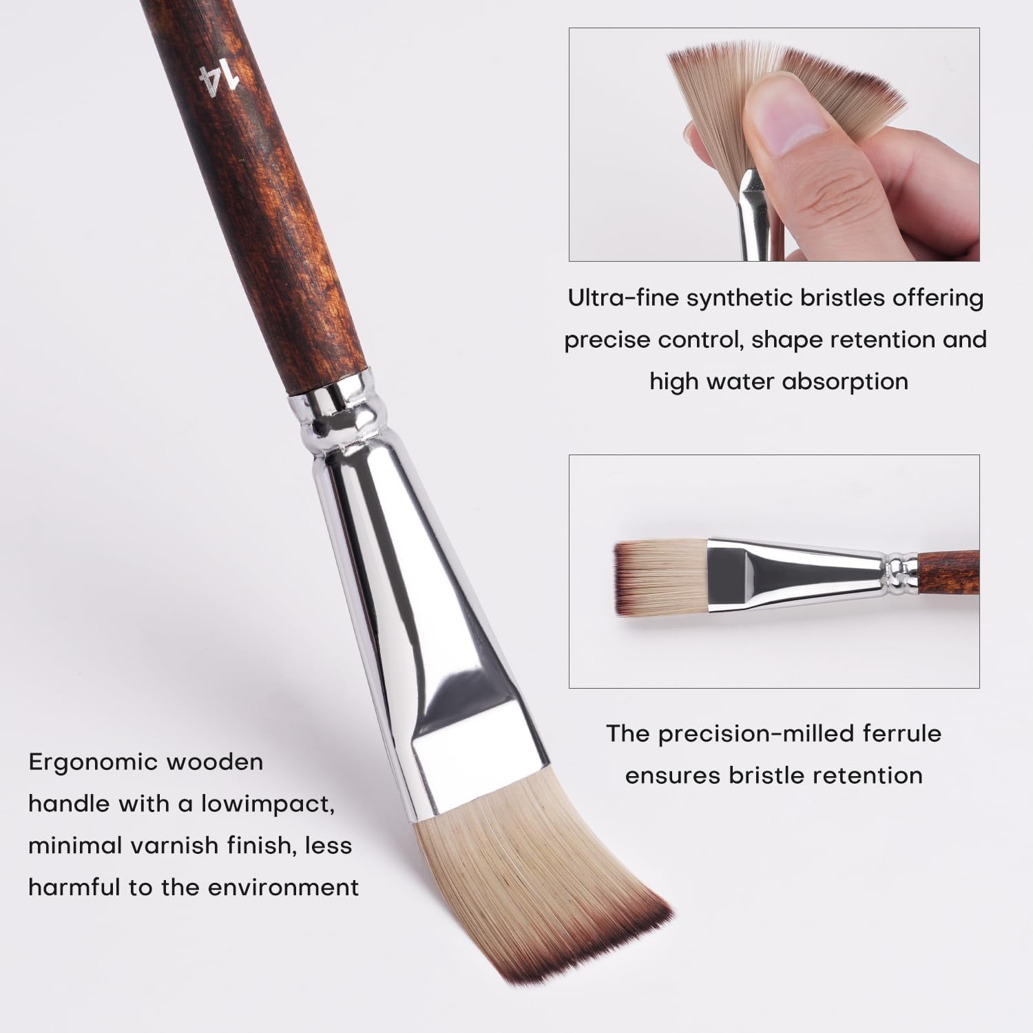 25pcs Paint Brush Set, Fuumuui Acrylic Paint Brushes, Professional Artist Series with Wide Flat