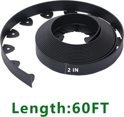 No Dig Landscape Edging Kit 60FT 2IN Tall with Scissors, Heavy Duty PP Material Garden Edging with