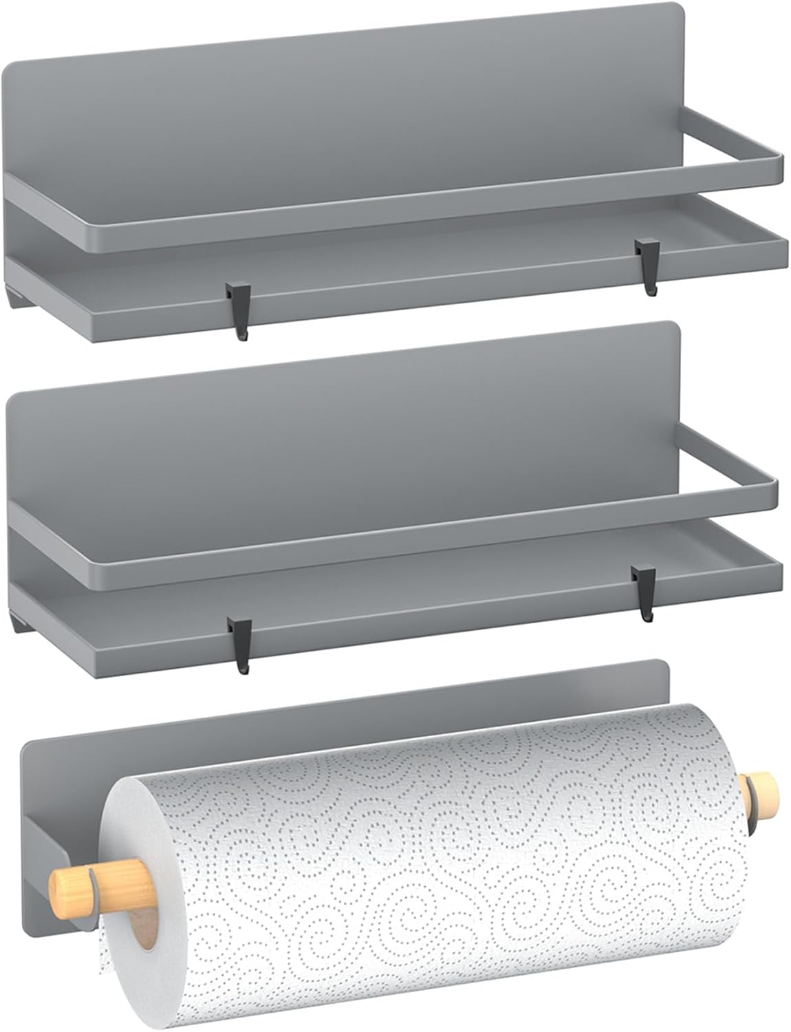 Magnetic Spice Rack Moveable Magnetic Shelf Organizer with Paper Towel Holder Kitchen Refrigerator