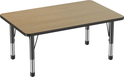 Factory Direct Partners FDP Rectangle (30 x 48 inch) Classroom Table with Adjustable Chunky Toddler