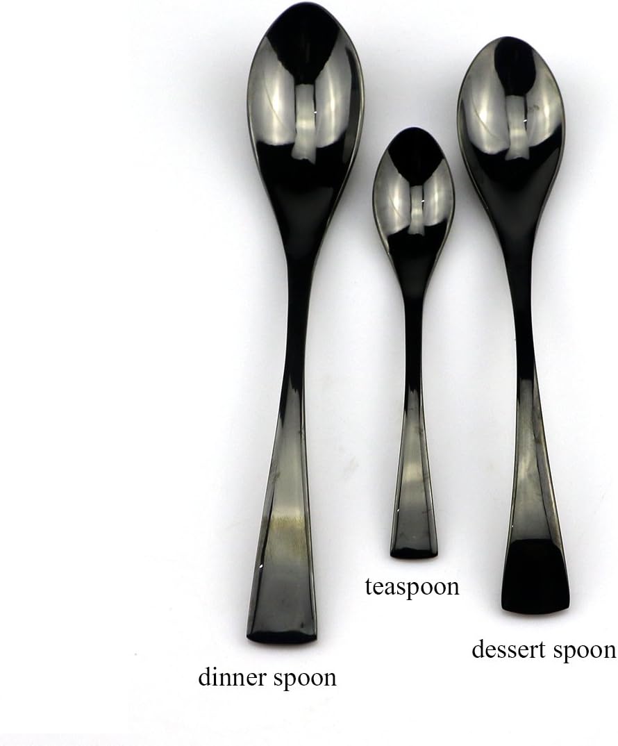 JASHII 18/10 Stainless Steel 20 Piece Mirror Polished Black Flatware Set,Dinner Knife Fork Salad