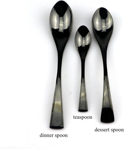 JASHII 18/10 Stainless Steel 20 Piece Mirror Polished Black Flatware Set,Dinner Knife Fork Salad