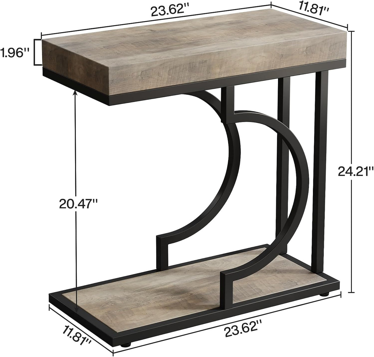 Tribesigns Narrow Side Table C Shaped End Table Modern Bedside Tables for Couch, Small Sofa