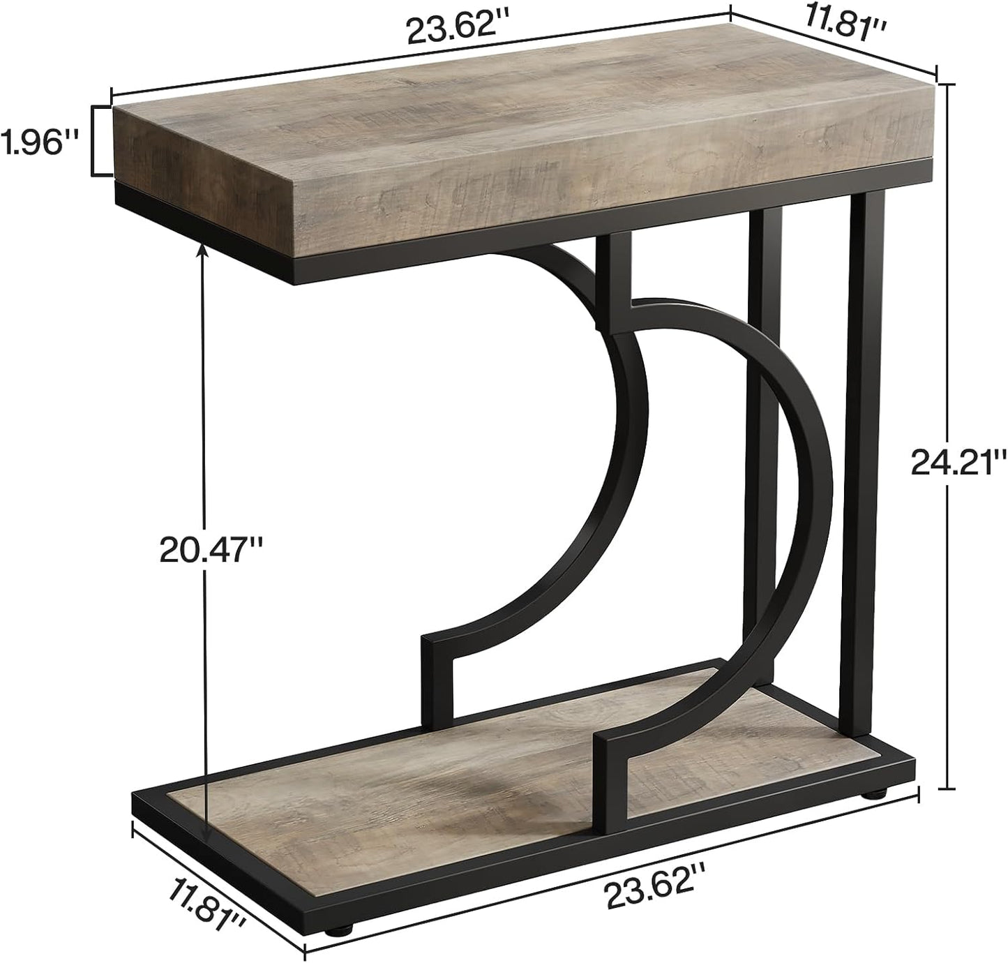 Tribesigns Narrow Side Table C Shaped End Table Modern Bedside Tables for Couch, Small Sofa