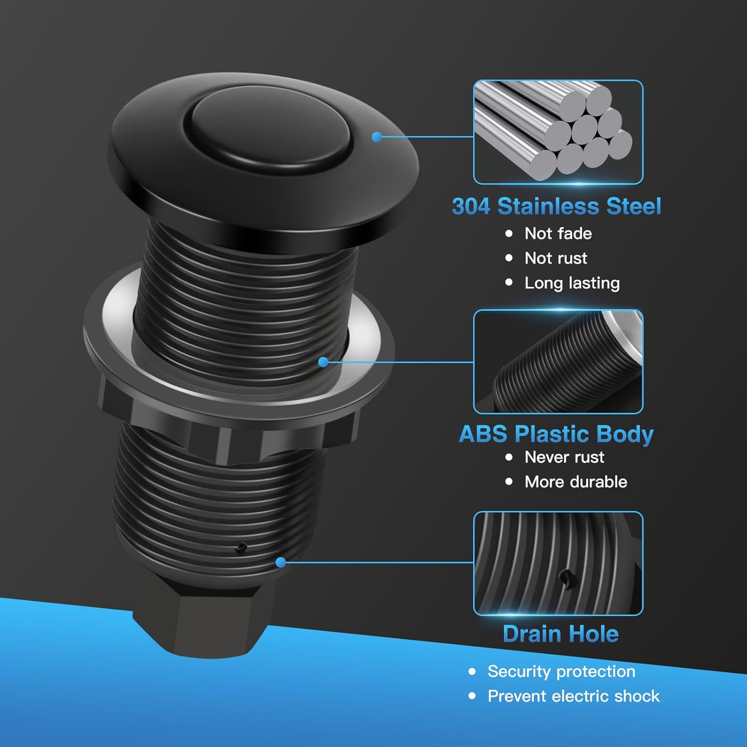 Garbage Disposal Air Switch Kit, UL Certified Professional Garbage Disposal Switch Button Power