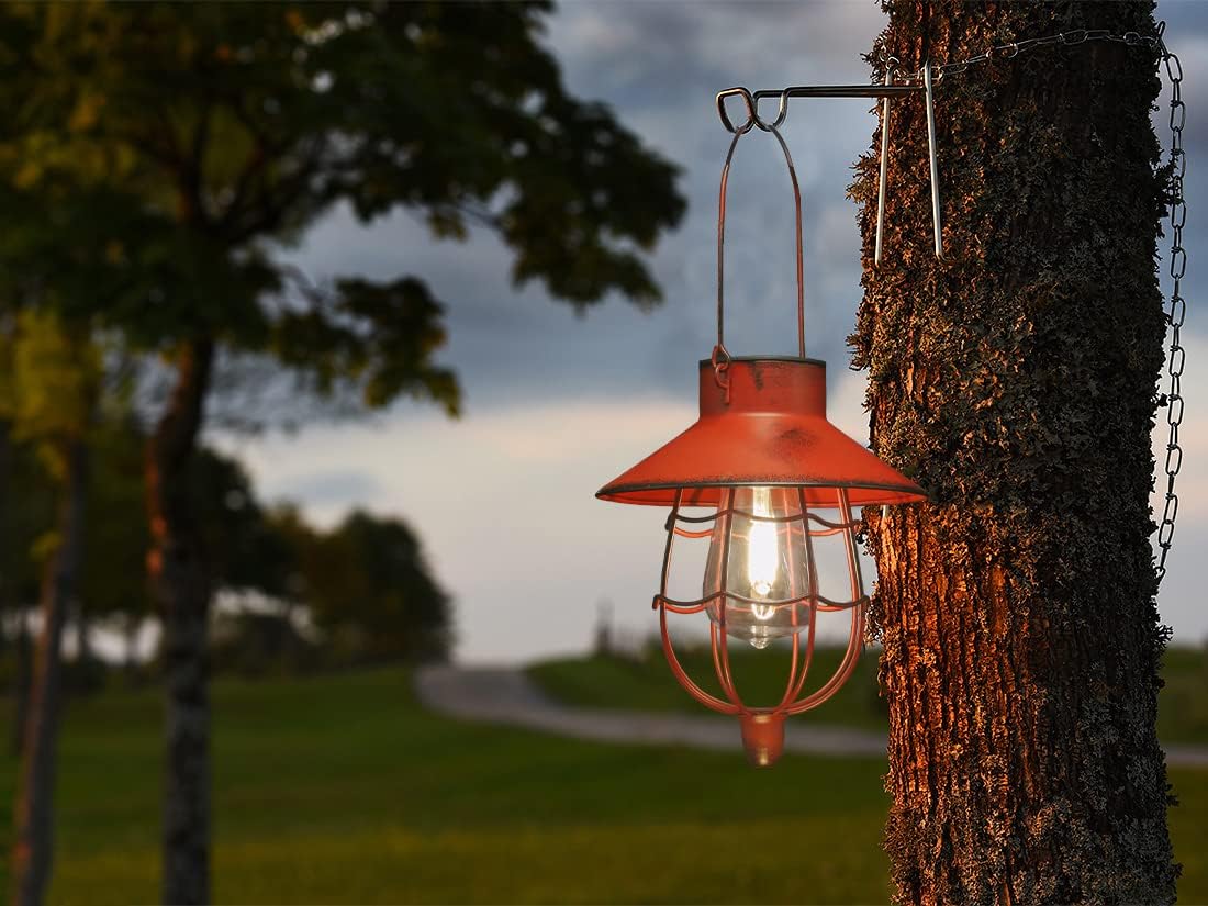 YAKii 2 Pack Solar Lantern Hanging Waterproof Outdoor Metal Solar Lamp with Warm White Light