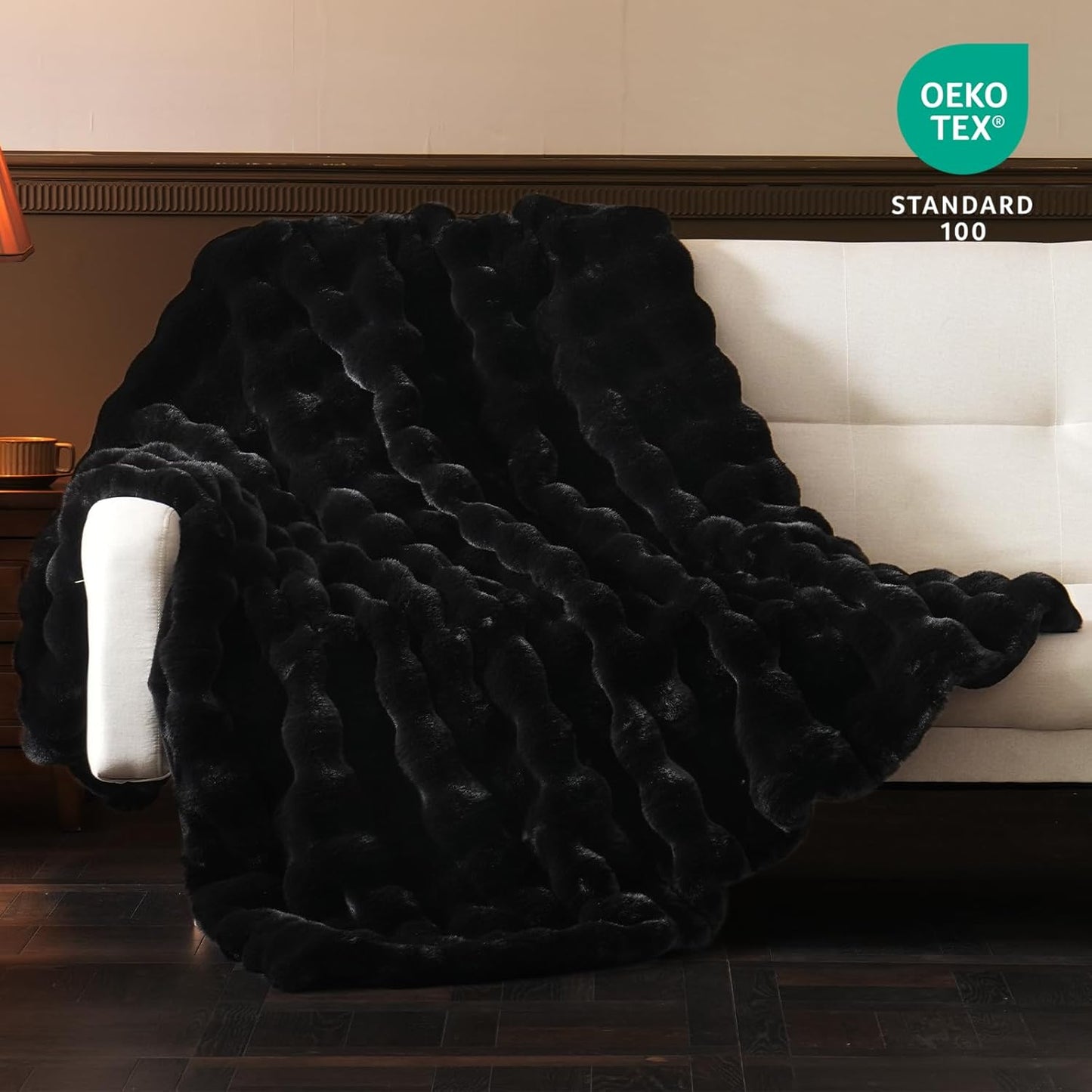 BENVWE Faux Fur Throw Blanket for Couch Bed - Fluffy Soft Thick Bubble Blanket for Living Room Home