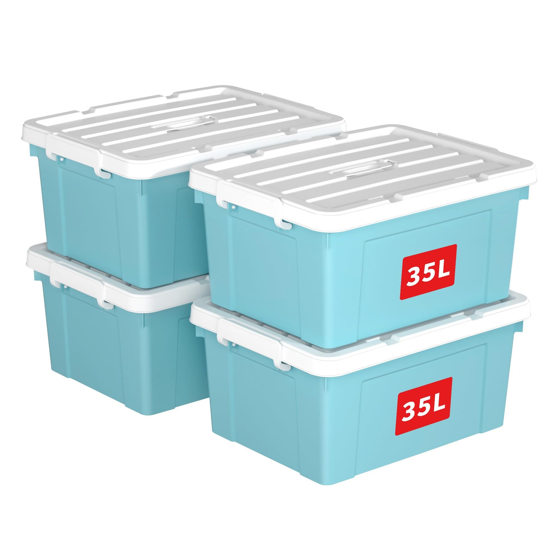 Cetomo Lidded Storage Bin with Handle, Tote Organizing Container with Durable Lid and Secure