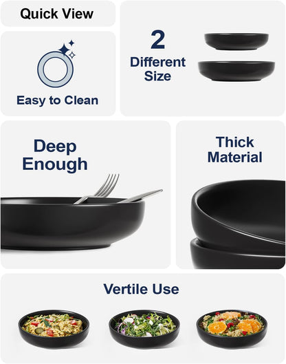 LE TAUCI Pasta Bowls 45 oz, Salad Bowls Set for Serving Soup, Pasta, Noodle, Dinner, Large Kitchen