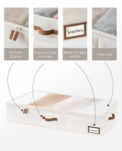StorageWorks Under Bed Storage Containers with Handles and Label Holder, 2 Pack Ultra-thick Fabric