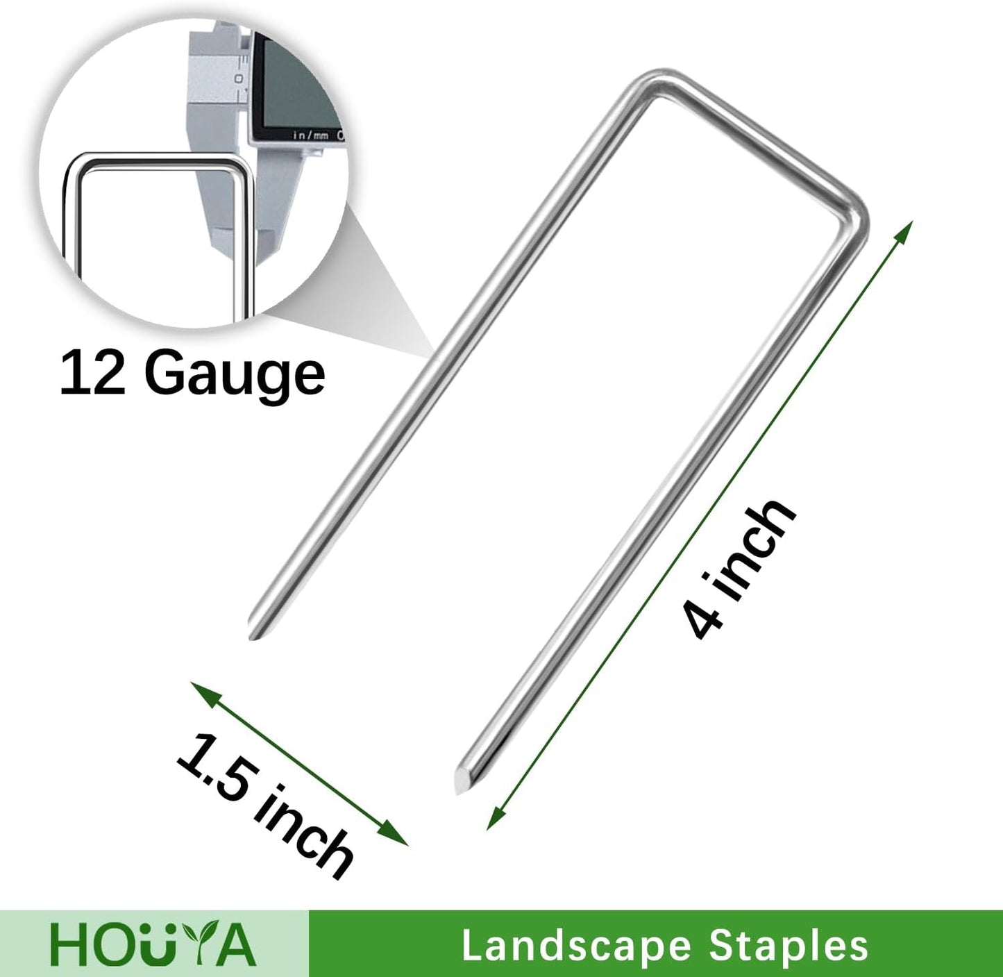 100 Pack Landscape Staples 4 Inch 12 Gauge Garden Stakes Galvanized Garden Staples Pins Anti-Rust