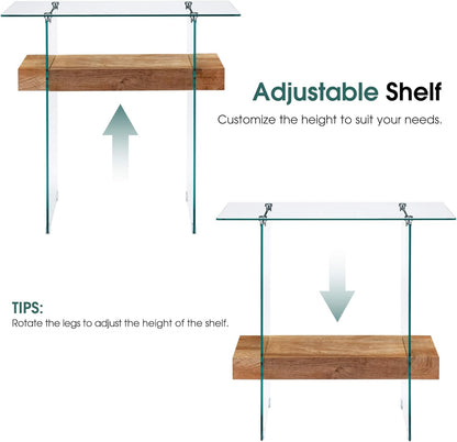 ivinta Glass Console Table with Storage, 31.5'' Modern Narrow Entryway Table for Small Space with