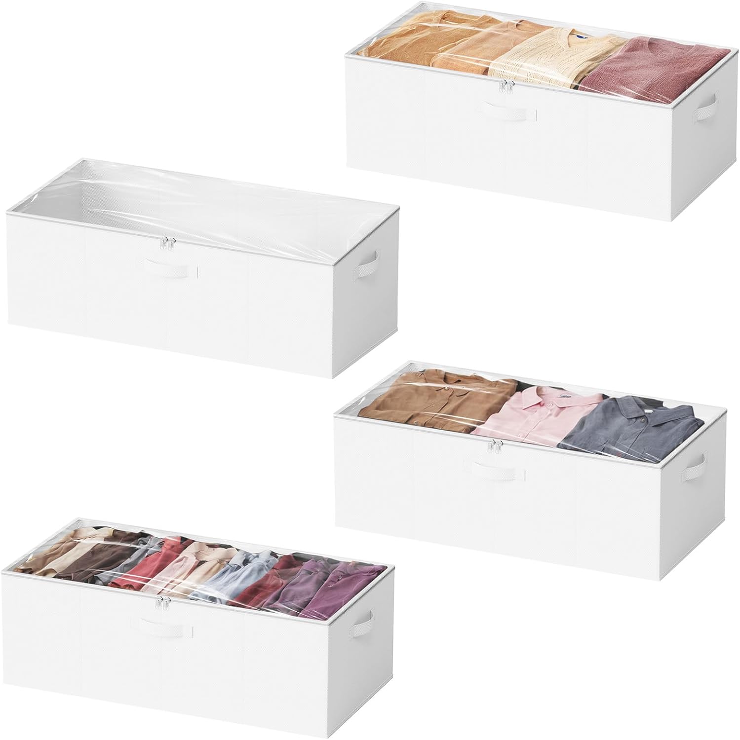 SpaceAid 4 Pack 10" High Under Bed Storage Containers, Large Underbed Storage Organizer Bins with