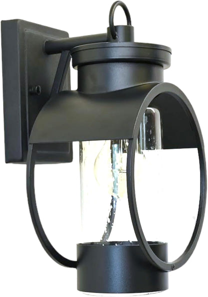 Muskoka Lifestyle Products Black Outdoor Weatherproof Wall Sconce Light Fixture, Rustic Porch