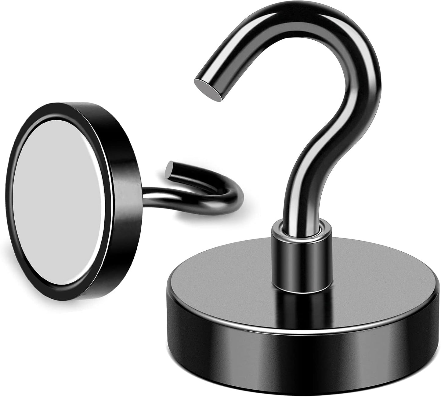MIKEDE Black Magnetic Hooks, 80Lbs Heavy Duty Earth Magnets with Hooks for Cruise Cabin, Strong