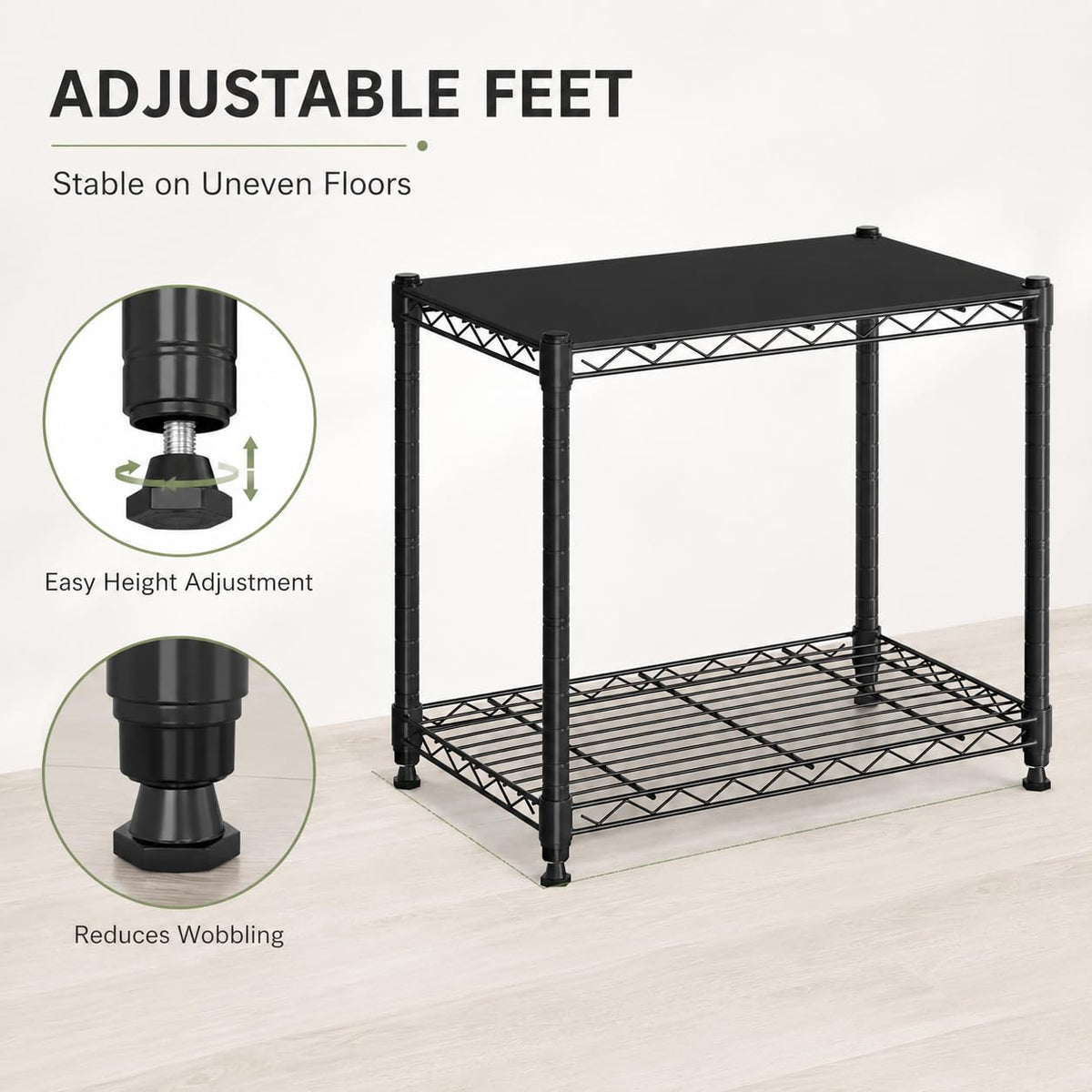 Simple Deluxe 2 Tier Wire Shelving Unit, Heavy Duty Metal Storage Rack with Adjustable Feet