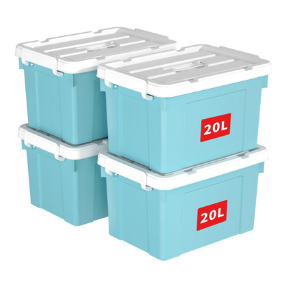 Cetomo Lidded Storage Bin with Handle, Tote Organizing Container with Durable Lid and Secure
