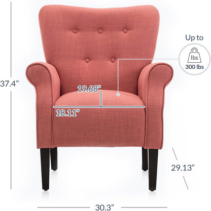 BELLEZE Modern Accent Chair for Living Room, High Back Armchair with Wooden Legs, Upholstered