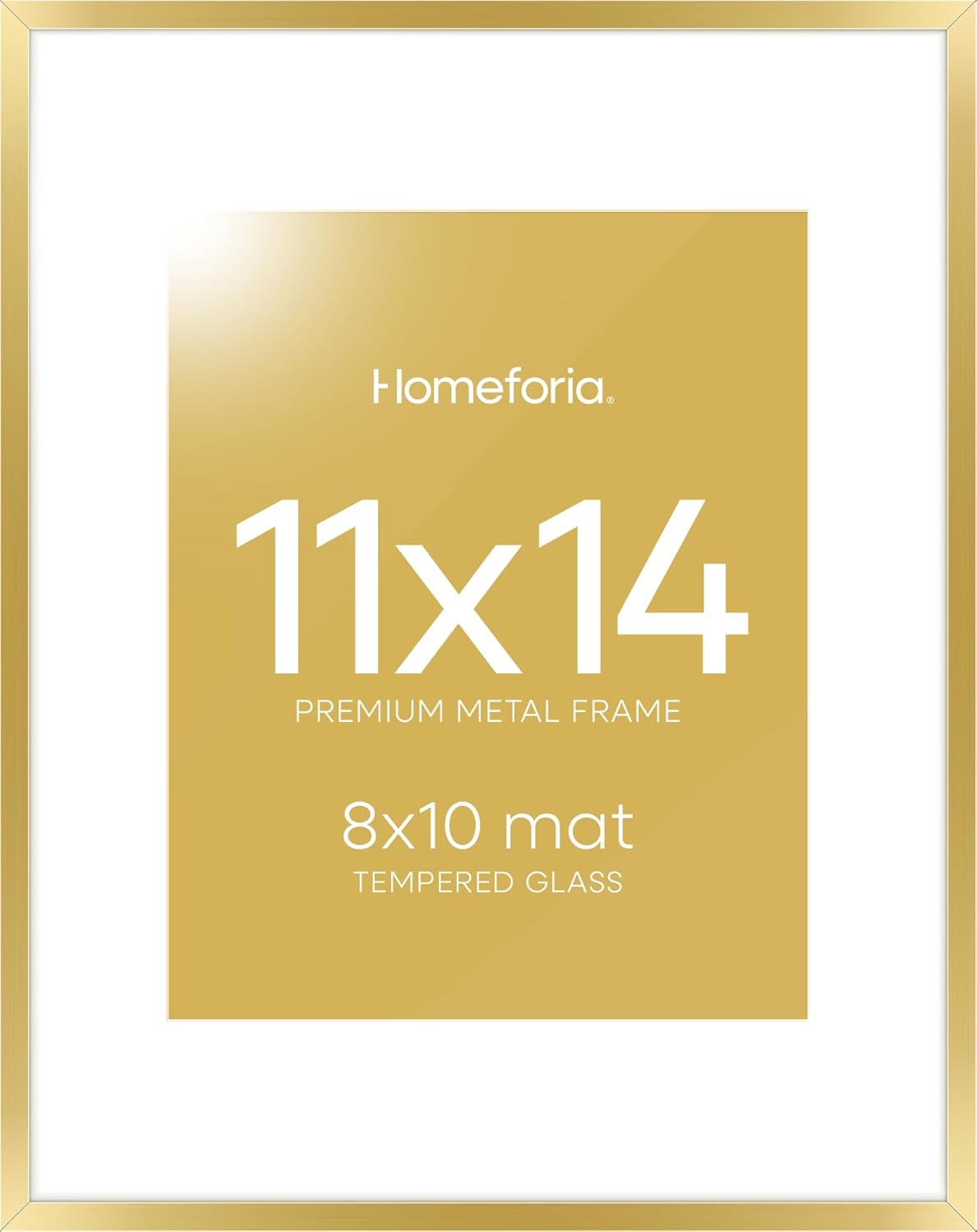 Homeforia 11x14 Picture Frame Gold, High End Metal 11x14 Poster Frames with Mat for 8x10, 11 x 14