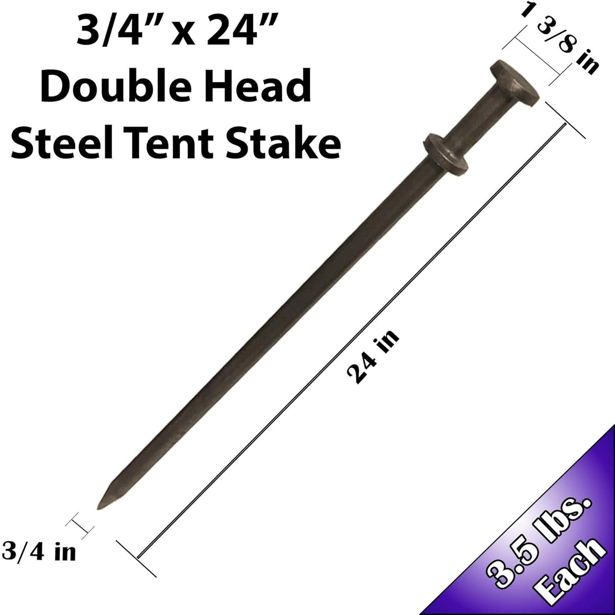Double Head Tent Stakes - Heavy Duty Steel Tent Stakes, Versatile Ground Spikes to Anchor