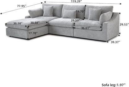 JACH L-Shaped Sectional Couches for Living Room, Cloud Sectional Couch with Deep Seat, Modular