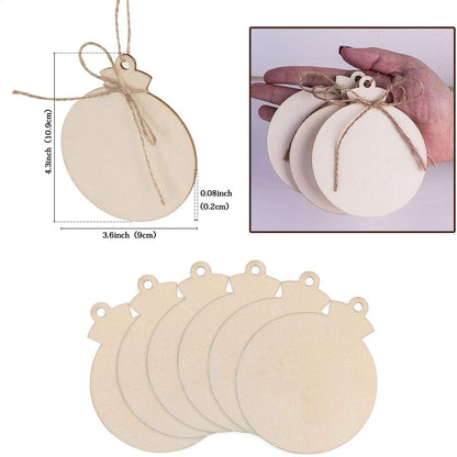 OurWarm 50pcs DIY Wooden Christmas Ornaments for Crafts, 4" Blank Wood Ornaments to Paint, Natural