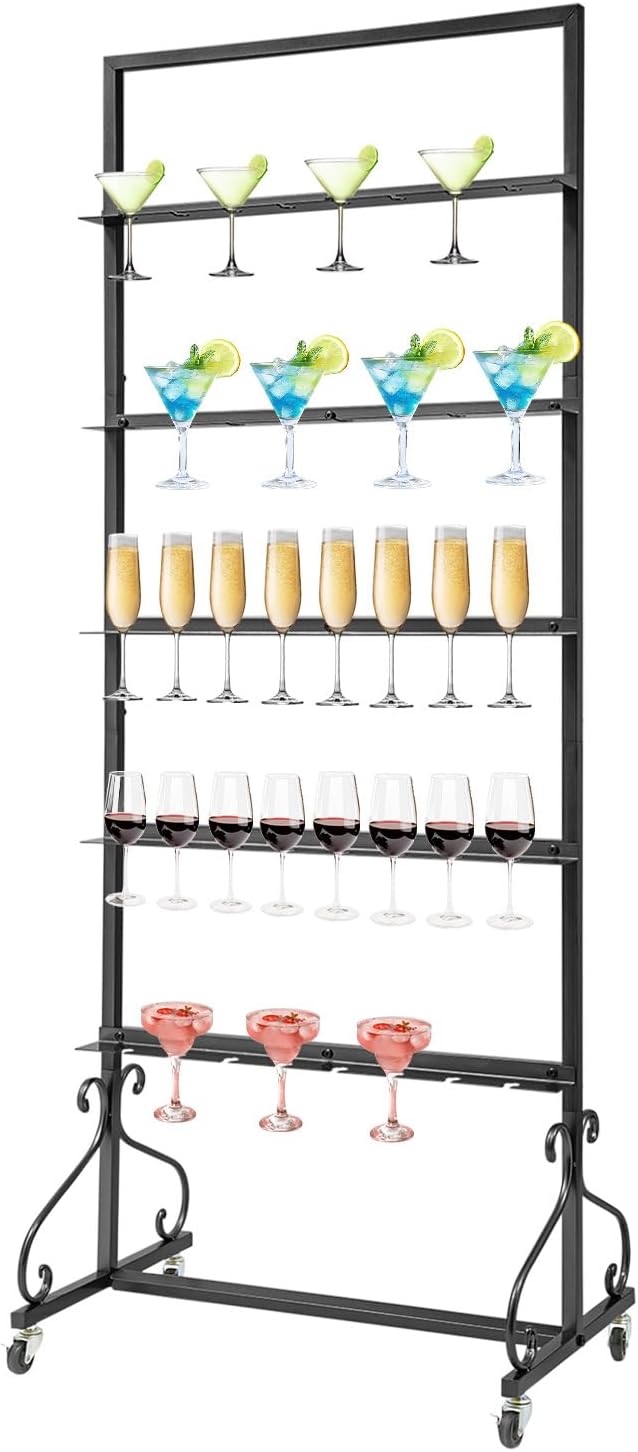 40 Slots Champagne Holder Stand for Party, Wine Glass Display Wall Holder, Stable Wine Glass