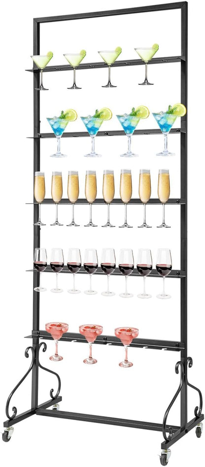 40 Slots Champagne Holder Stand for Party, Wine Glass Display Wall Holder, Stable Wine Glass