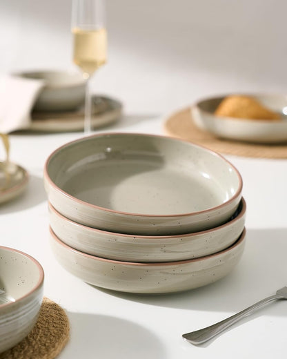 famiware Milkyway 33 oz Bowl Set, Pasta Bowls Set of 4, Salad Bowls, Double Reactive Glaze, Sturdy