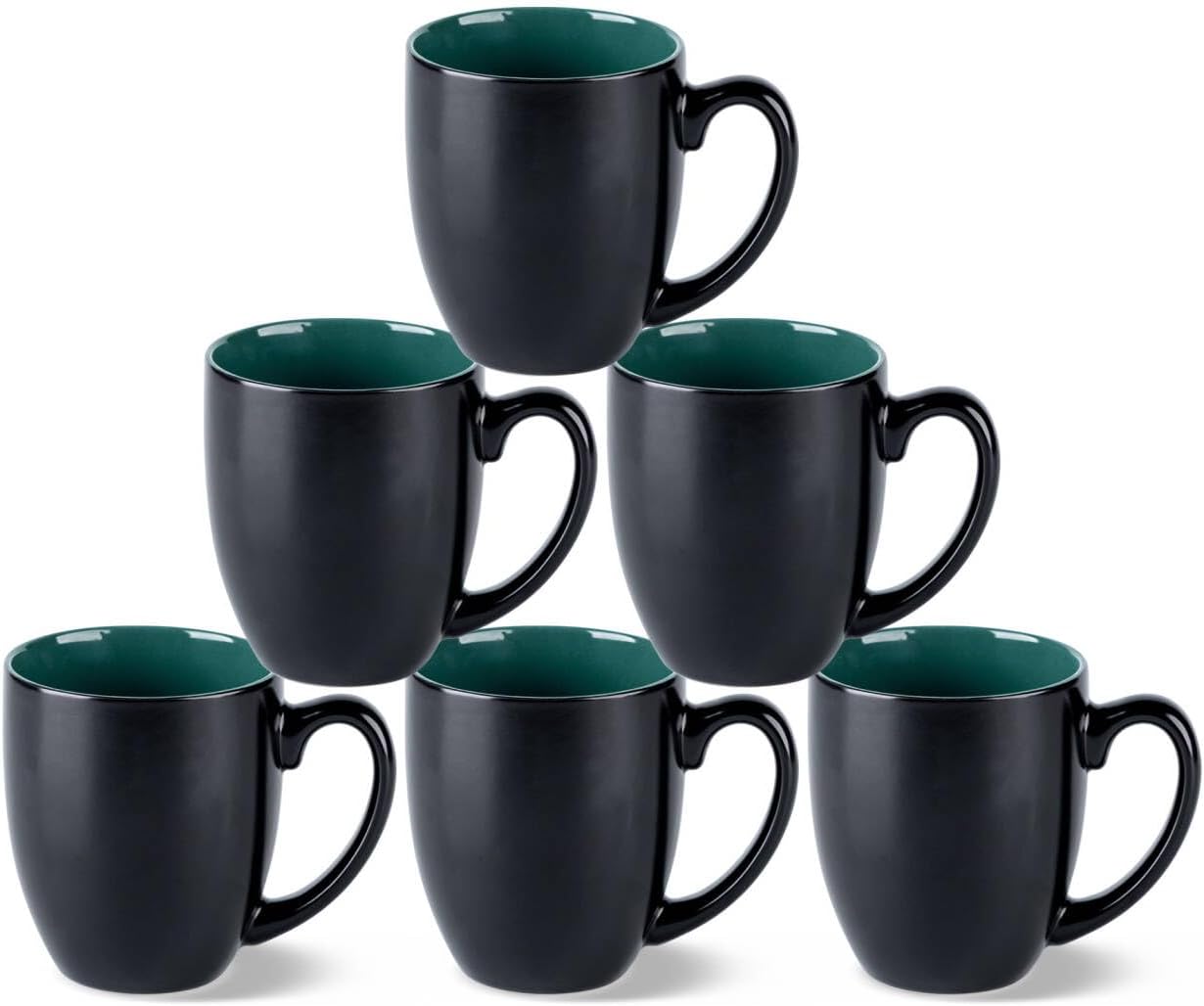 GBHOME 16oz Coffee Mugs Set of 6, Large Ceramic Coffee Mugs for Man, Woman, Dad, Mom, Modern Coffee