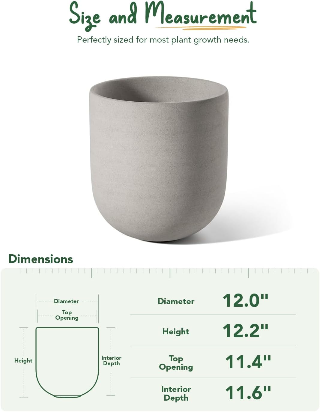 LE TAUCI 12 Inch Pots for Plants, Ceramic Large Planters for Indoor Plants, Indoor Plant Pots for
