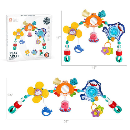Baby Stroller Car Seat Toys,Adjustable Crib Mobile Activity Arch Toys with Sound Toy and Baby