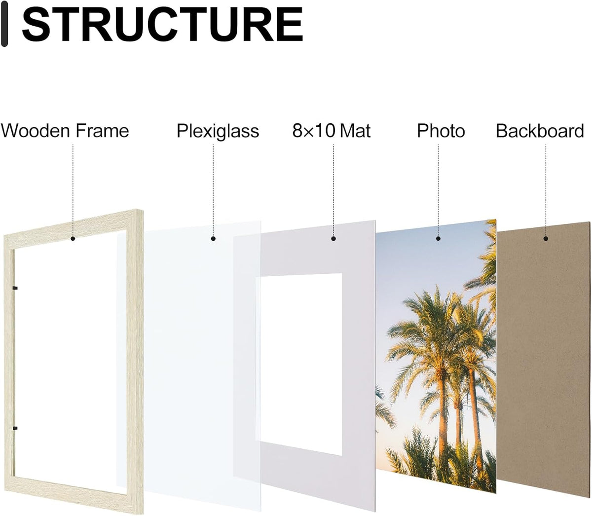 Vittanly 11x14 Picture Frames Set of 9, Shatter Resistant Plexiglass, Display 8x10 Pictures with