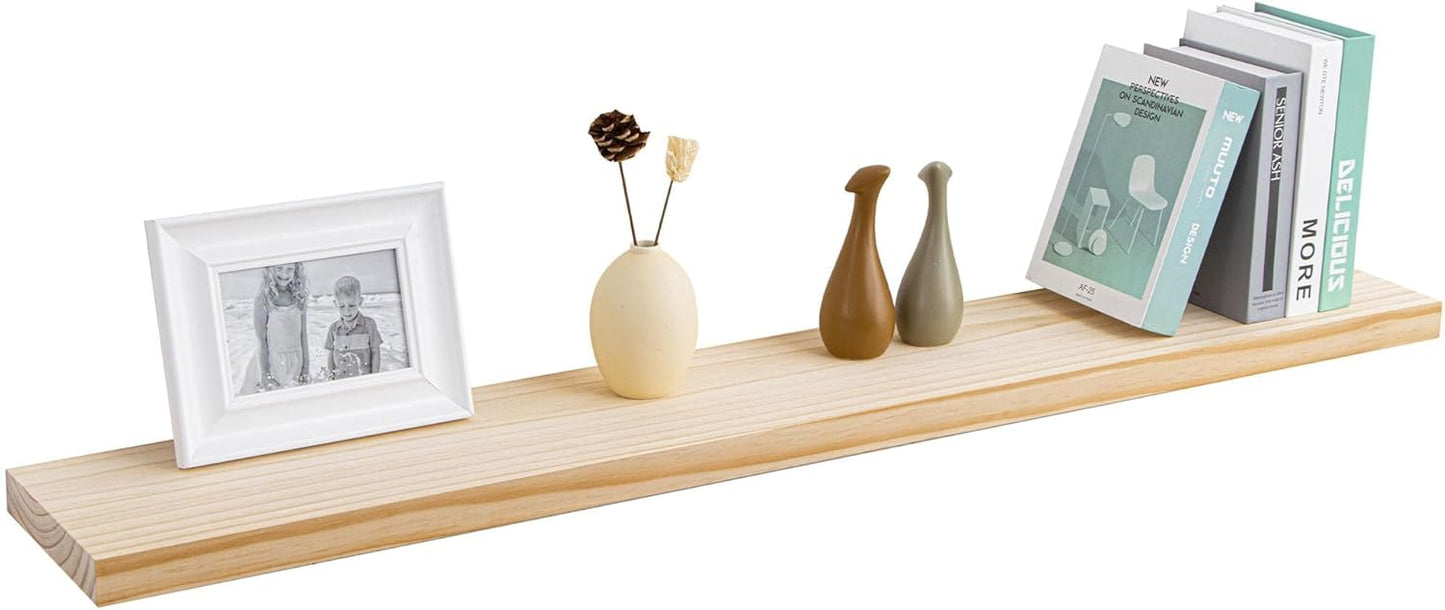 Fun Memories 48 Inch Floating Shelves for Wall, Deep Rustic Solid Pine Wood Floating Shelf