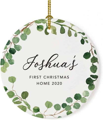 Andaz Press Personalized Round Ceramic Porcelain Christmas Tree Ornament Keepsake Collectible