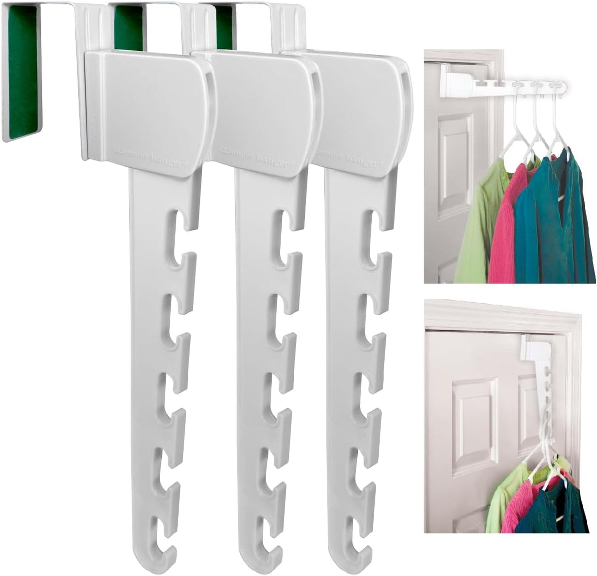 Wonder Hanger Over The Door 3-Pack Organizer for Clothes Hangers, Space-Saving Cascading Hanger