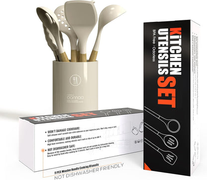 Silicone Cooking Utensils Set - 446°F Heat Resistant Silicone Kitchen Utensils for Cooking,Kitchen