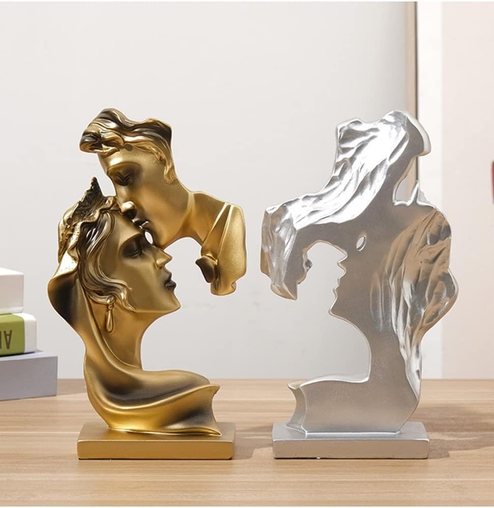 Couples Kiss Sculpture,Abstract Art Couple Sculpture Home Furnishing Resin Statue Decoration