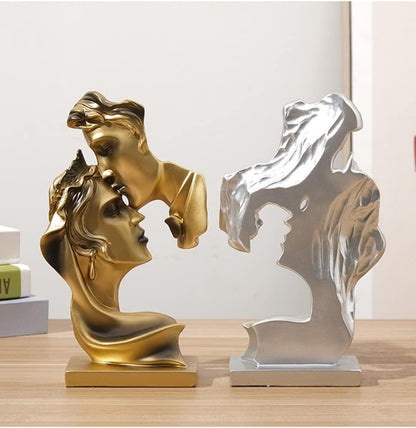 Couples Kiss Sculpture,Abstract Art Couple Sculpture Home Furnishing Resin Statue Decoration