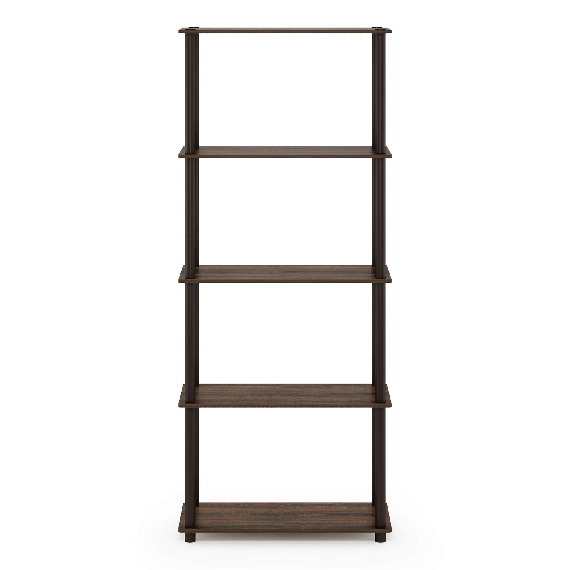 Furinno TURN-N-TUBE Storage Shelves, 5-Tier Book Shelf, Corner Shelf, Toolless Open Shelves, for
