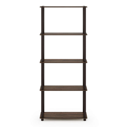 Furinno TURN-N-TUBE Storage Shelves, 5-Tier Book Shelf, Corner Shelf, Toolless Open Shelves, for