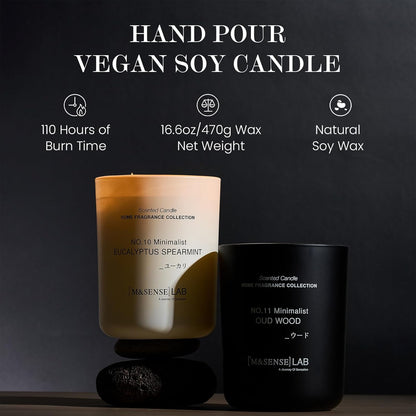 M&SENSE Natural Soy Candle| Oud Wood | 16.6 oz, 95H Burn | Minimalist Scented Candle for