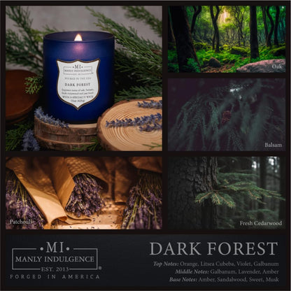 Manly Indulgence Dark Forest Scented Jar Candle for Men, Wood Wicked Candle, 15 oz - Oak, Balsam